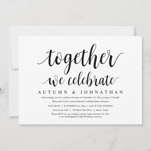 Together We Celebrate, Wedding Elopement Party Invitation (Front)