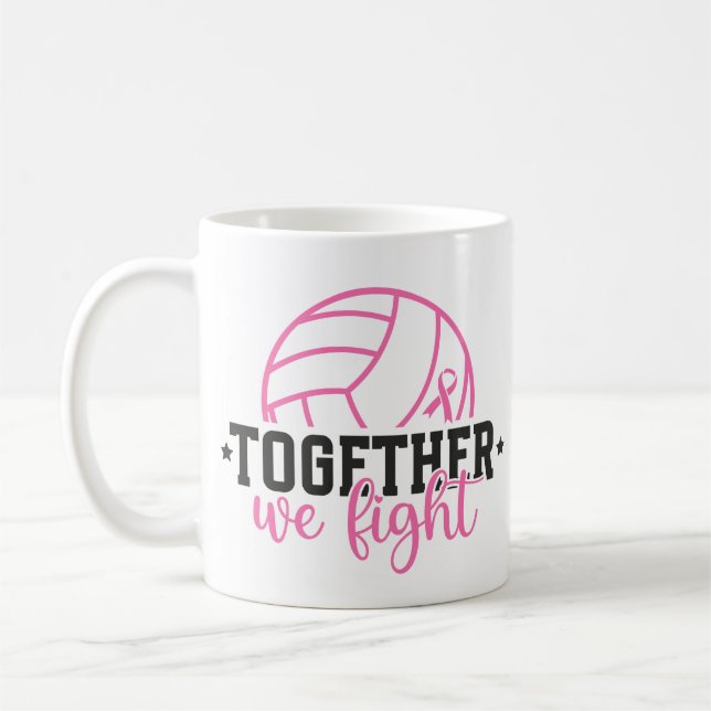 Together We Fight Breast Cancer Pink Ribbon Coffee Mug (Left)