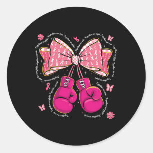 Together We Fight We Win Boxing Gloves Bow Breast Classic Round Sticker