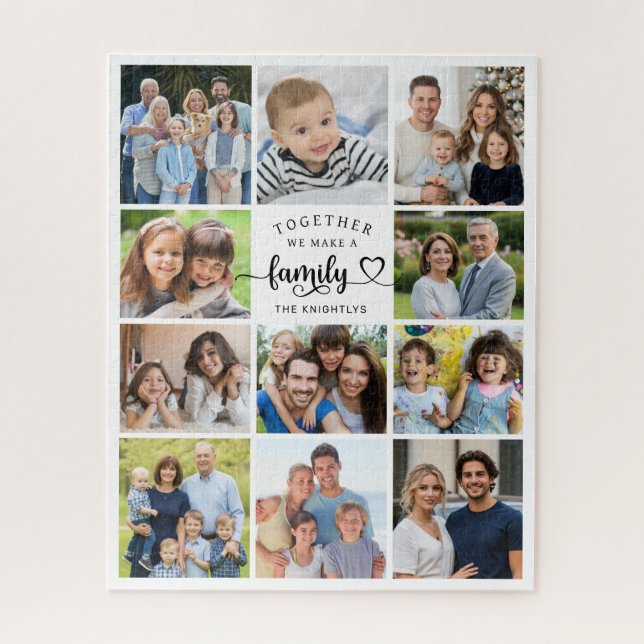 Together We Make A Family 11 Photos Heart Jigsaw Puzzle (Vertical)