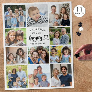 Together We Make A Family 11 Photos Heart Jigsaw Puzzle