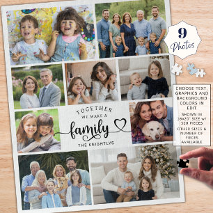 Together We Make A Family 9 Photo Heart Jigsaw Puzzle