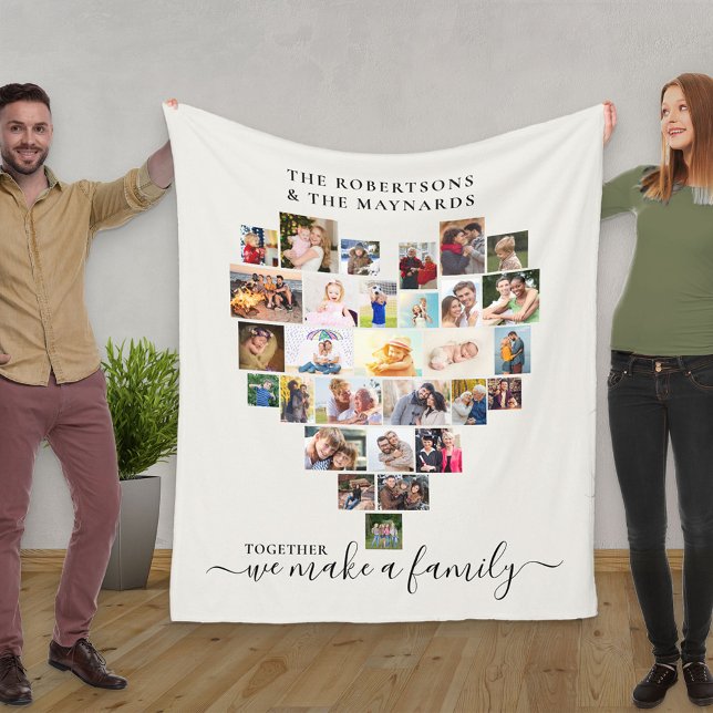 Together we make a Family Heart Photo Collage Fleece Blanket (Creator Uploaded)