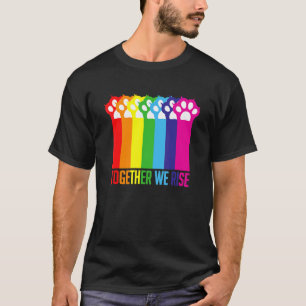 Together We Rise Lgbtq Cat Paws Rainbow Pride Flag T-Shirt