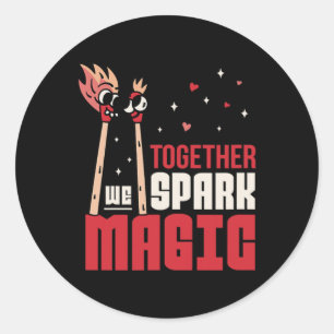 Together We Spark Magic Couple's Love Classic Round Sticker