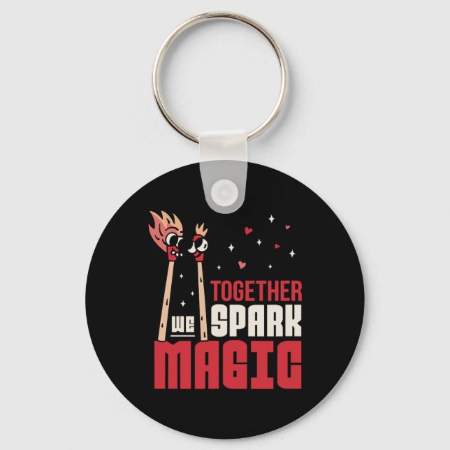 Together We Spark Magic Couple's Love  Key Ring (Front)