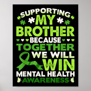 Together We Win Mental Health Awareness Mens Women Poster