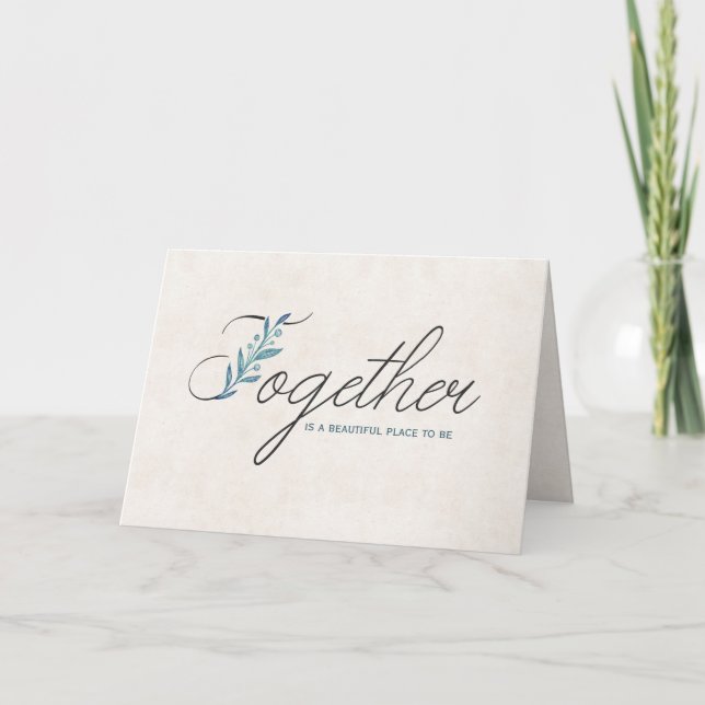 together wedding text with floral design card (Front)