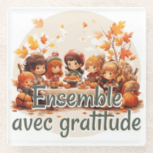Together with gratitude glass coaster