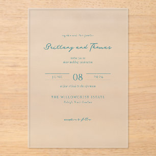 Together with their families Minimalist Teal Typog Acrylic Invitations