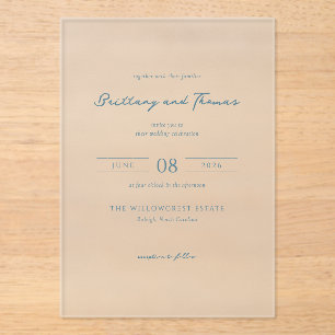 Together with their families Serene Blue Minimalis Acrylic Invitations