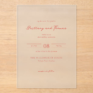 Together with their families Warm Peach Minimalist Acrylic Invitations