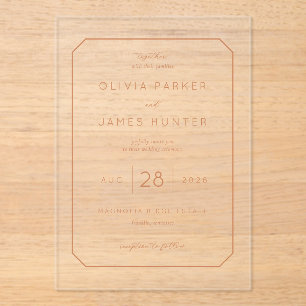 Together with their families Warm Peach Minimalist Acrylic Invitations