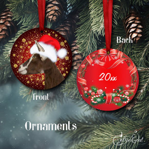 Toggenburg Goat Santa Hat Christmas Ornament