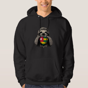 Togo Flag Sloth Vintage Heart Togolese Roots Togol Hoodie
