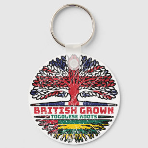 Togo Togolese British UK Tree Roots Flag Key Ring