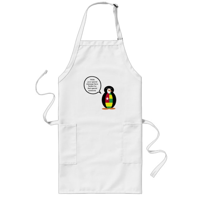 Togolese Flag Talking Ms. Penguin Personalised  Long Apron (Front)