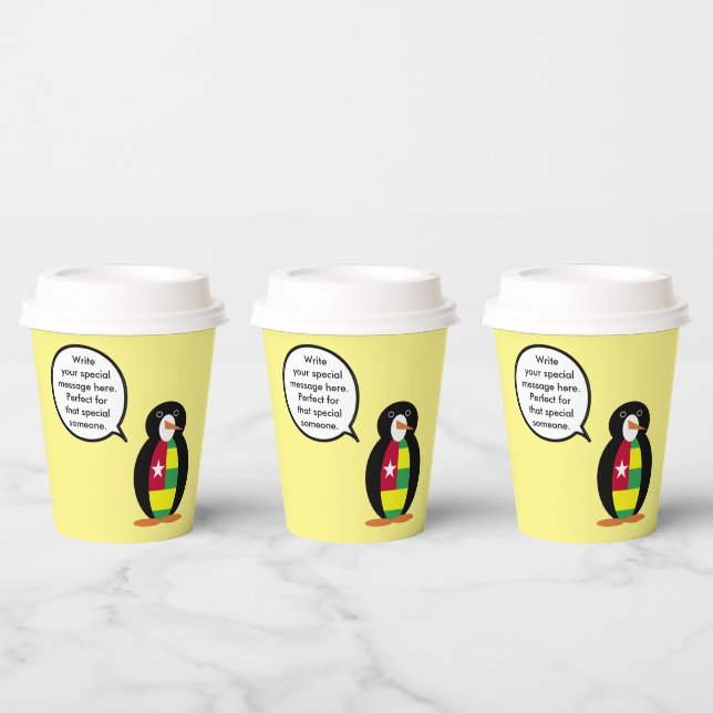 Togolese Flag Talking Ms. Penguin Personalised  Paper Cups (Multi)
