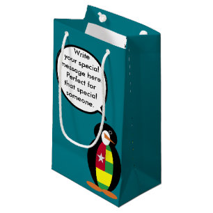 Togolese Flag Talking Ms. Penguin Personalised Small Gift Bag