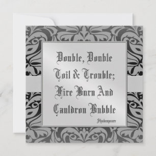 Toil & Trouble Halloween Holiday Silver Invitation