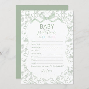 Toile Baby Predictions Baby shower card