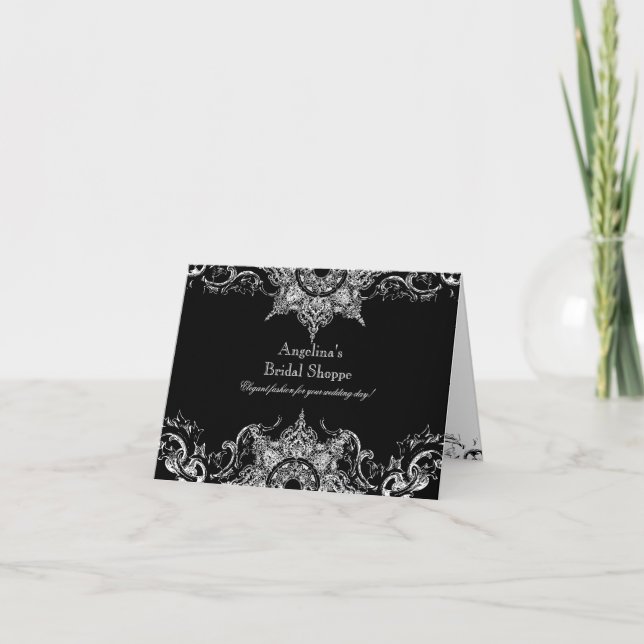 Toile Black n White Damask Swirl Wedding Invite (Front)