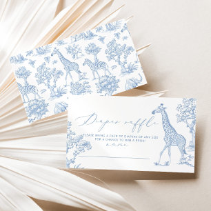 Toile Blue whimsical Safari Diaper raffle ticket Enclosure Card
