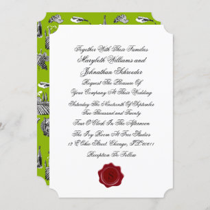 Toile & Calligraphy Monogram Wedding Invitation