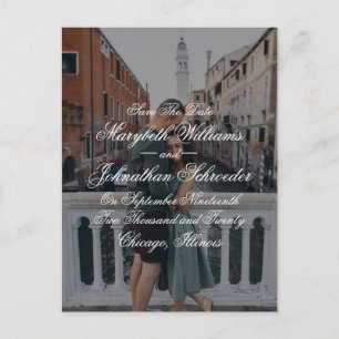 Toile & Calligraphy Save The Date Photo Postcard