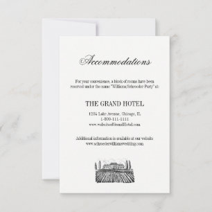 Toile & Calligraphy Wedding Accomodations Card
