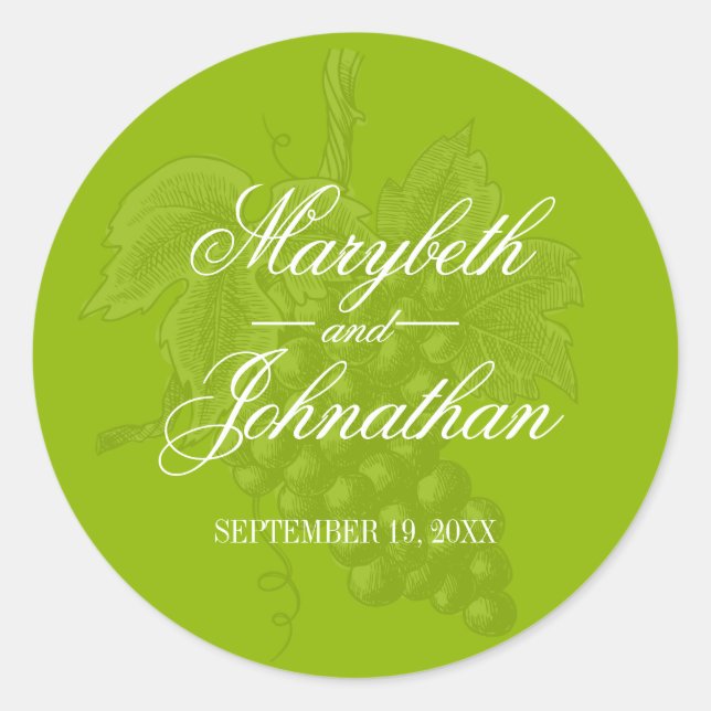 Toile & Calligraphy Wedding Favour Sticker (Front)