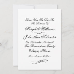 Toile & Calligraphy Wedding Save The Date Card