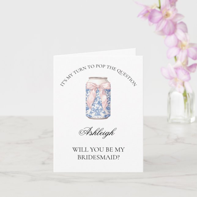 Toile Coquette Soda Will You Be My Bridesmaid Card (Orchid)