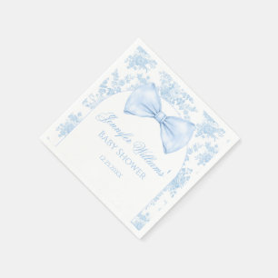 Toile Cute Blue Chic Bow Tie Baby Boy Shower Paper Napkin