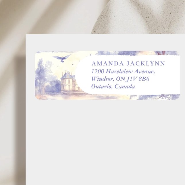 Toile de jouy art return address label (Creator Uploaded)