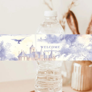 Toile de jouy art water bottle label