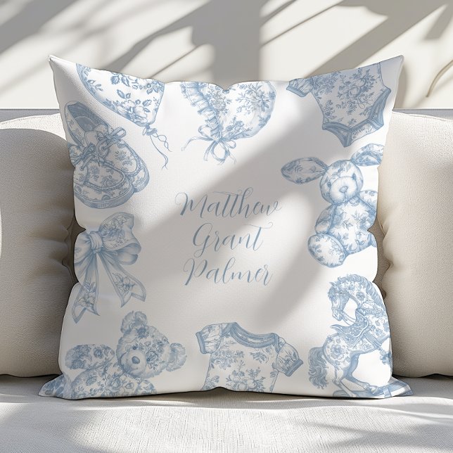 Toile de Jouy Baby Boy Cushion (Creator Uploaded)