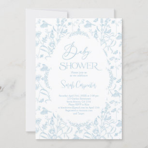 Toile De Jouy Baby Shower Boy Invitation