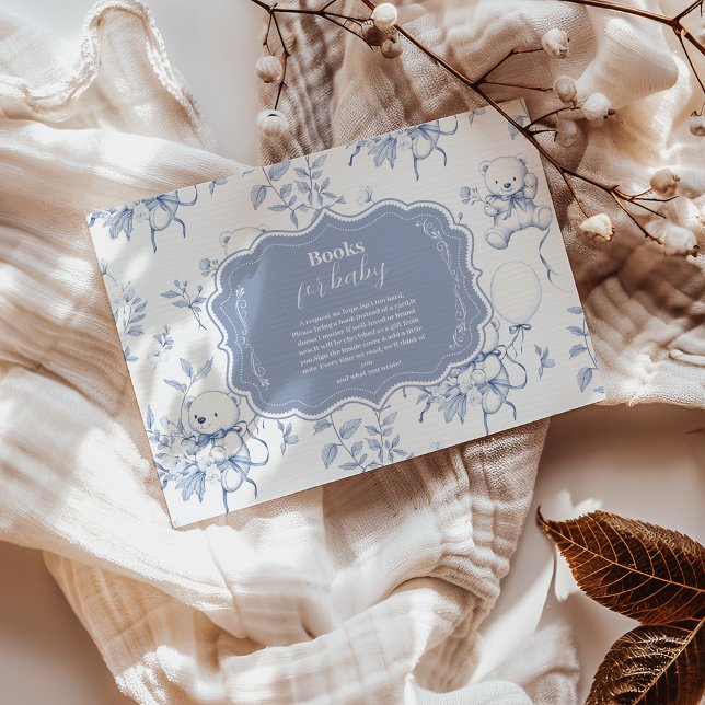 Toile De Jouy Bear Baby Showe Books for Baby Enclosure Card (Creator Uploaded)