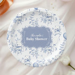 Toile De Jouy Bear Baby Shower Paper Plate<br><div class="desc">Add a touch of elegance to your baby shower with our Toile De Jouy Bow Baby Shower Paper Plates. Designed with the classic and intricate Toile De Jouy pattern, these plates feature charming pastoral scenes that embody timeless sophistication and charm. The delicate bow accent enhances the design, making these plates...</div>