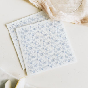 Toile De Jouy Bear Blue Baby Shower Napkin