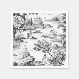 Toile de jouy,black and white,porcelain, napkin