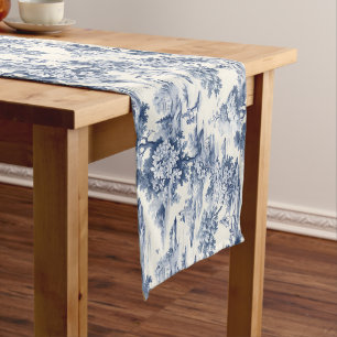 Toile de jouy,blue and white,porcelain, medium table runner