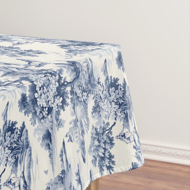 Toile de jouy,blue and white,porcelain, tablecloth (In Situ)