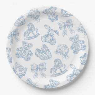 Toile de Jouy Blue Bow Paper Plate