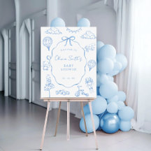 Toile De Jouy Blue Boy Baby Shower Welcome