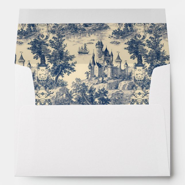 Toile de Jouy Blue Castle Envelope (Back (Bottom))