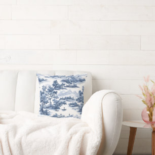 Toile de jouy ,blue china ,porcelain,blue willow  cushion