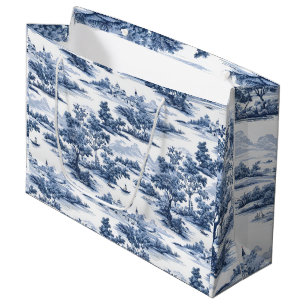 Toile de jouy ,blue china ,porcelain,blue willow  large gift bag