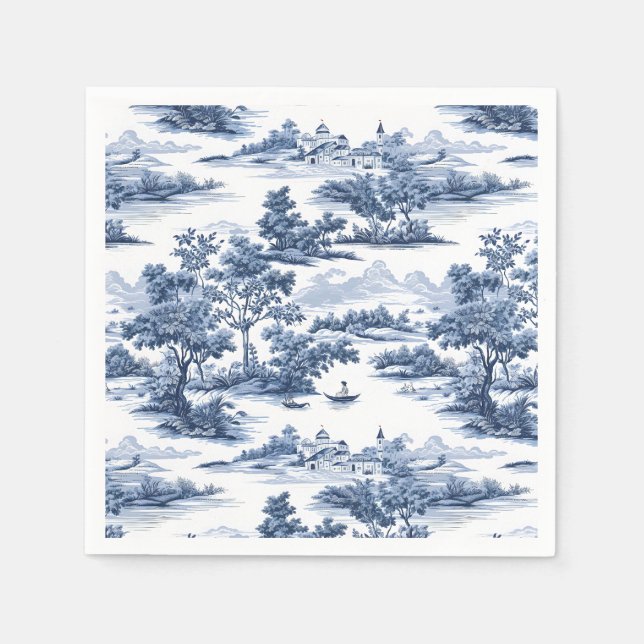 Toile de jouy ,blue china ,porcelain,blue willow  napkin (Front)
